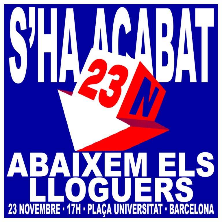 Manifestació 23-N: Abaixem els lloguers, fem front a l’especulació capitalista!
